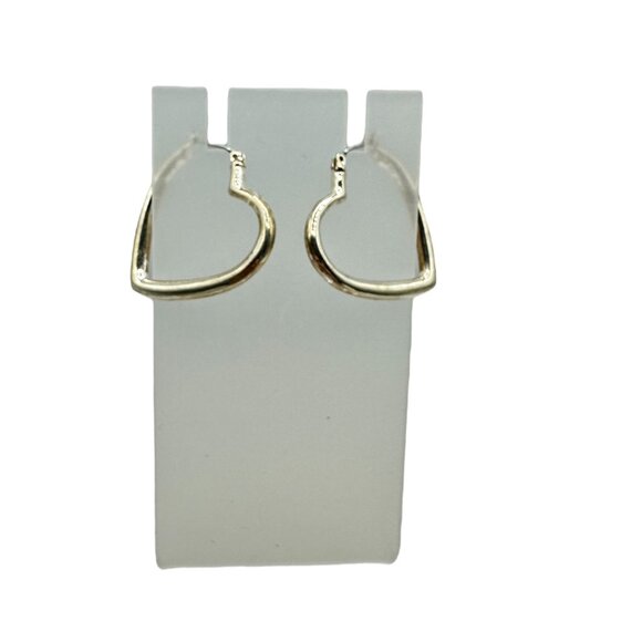 SILVER Heart Shaped Hoop Earrings Womens Fashion Jewelry Valentines Day - Picture 3 of 6